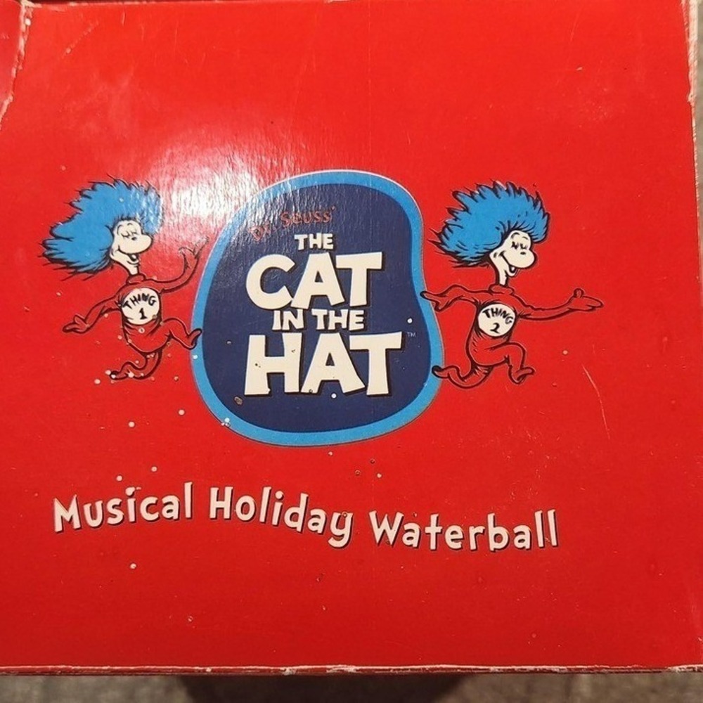Vintage 2003 Dr Seuss Cat In The Hat Musical Waterball Snow Globe Kurt Adler - Picture 9 of 9